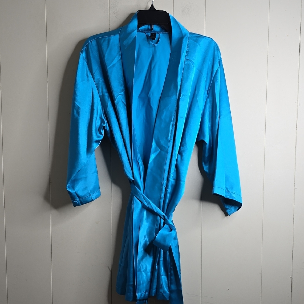 Vibrant Blue Satin Robe iCollection L/XL